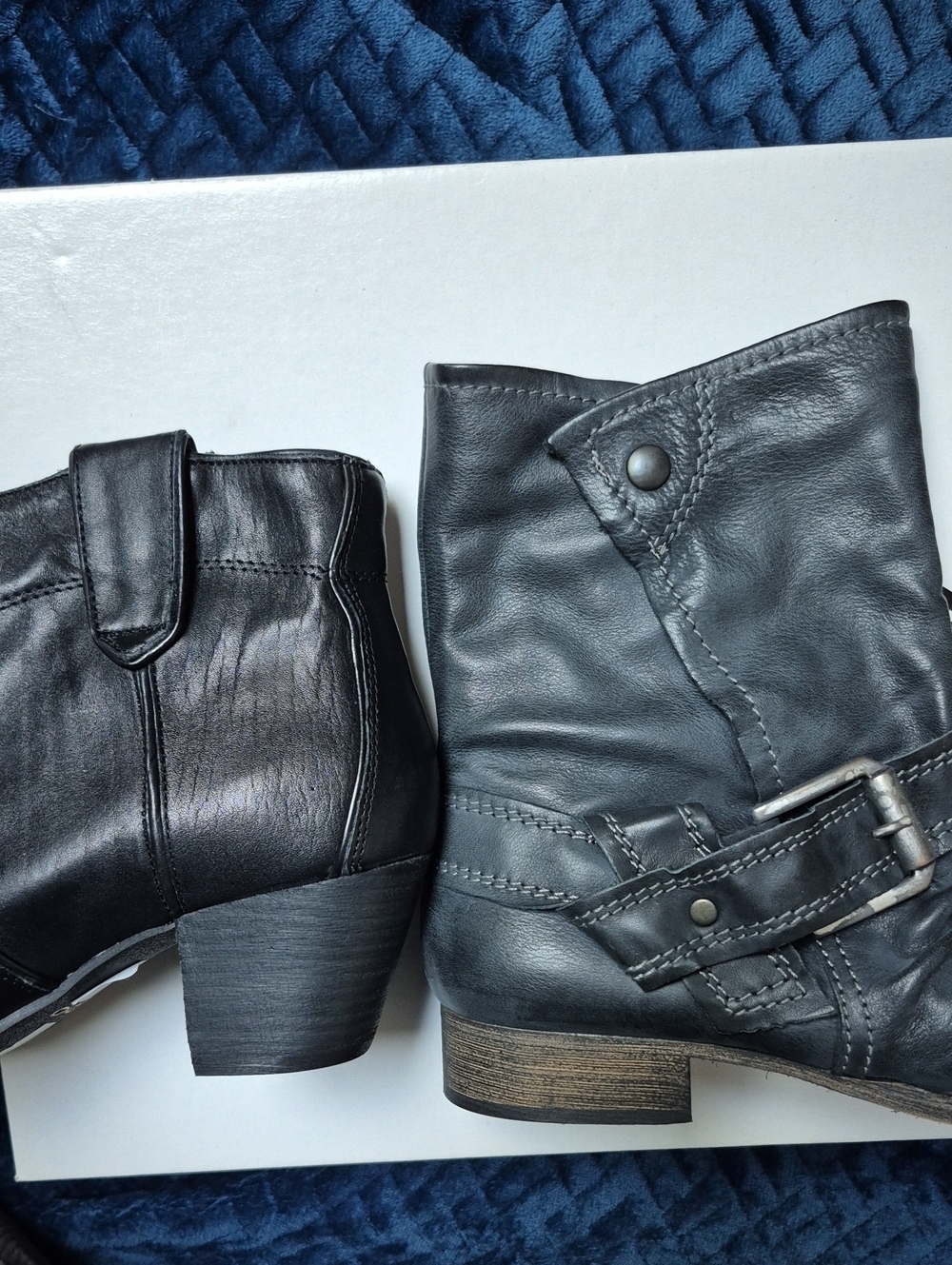 ALDO Women's Dark Grey Leather Moto Boot With Pllaid Lining Size 39 New With Tag - Picture 10 of 16